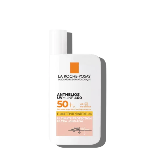 אנתליוס﻿﻿ פלואיד UVMUNE400 תחליב פנים SPF50+‎ עם גוון la roche posay